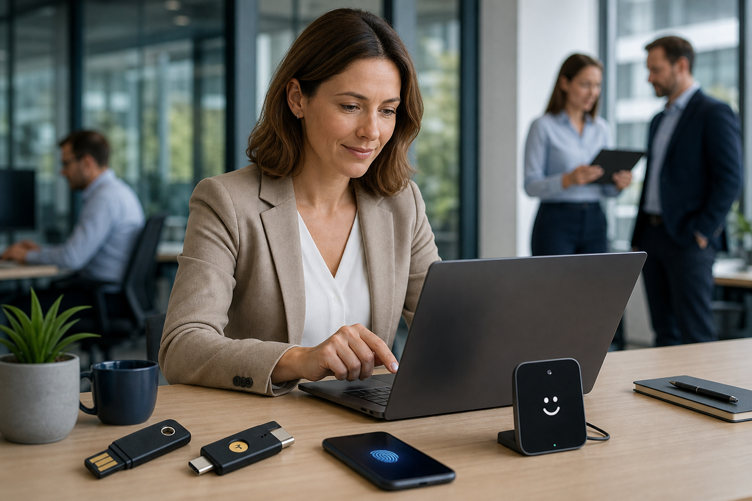 Bruger vælger mellem app, passkey, Windows Hello og sikkerhedsnøgle