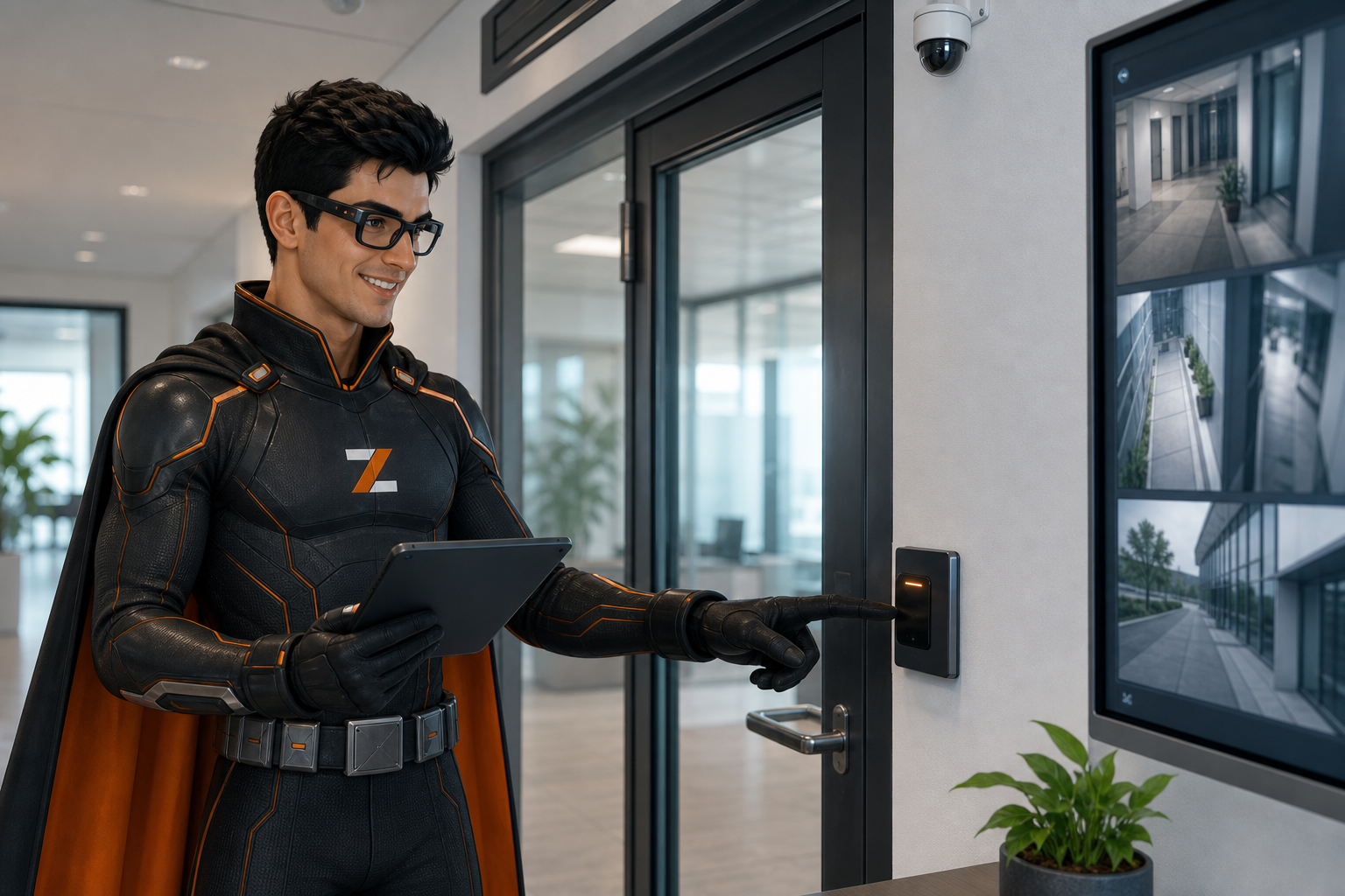 Bytezero prüft mit Smartglasses ein Kamerasystem und eine elektronische Zutrittskontrolle